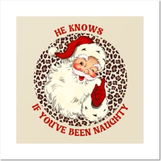 Leopard Print Retro Santa Posters and Art